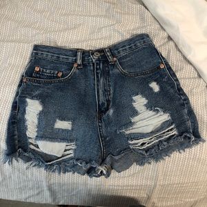 high waisted jean shorts